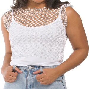 NWT HOUSE OF HARLOW 1960
Floral Rhinestone Mesh Top